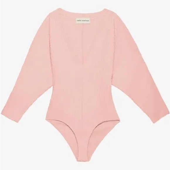 Mara Hoffman Tops - Mara Hoffman Pink Mariana Cotton-Blend Deep V-Neck Body Suit